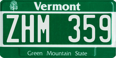VT license plate ZHM359
