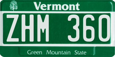 VT license plate ZHM360