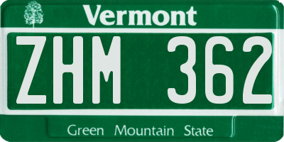 VT license plate ZHM362