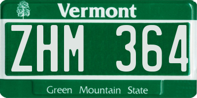 VT license plate ZHM364