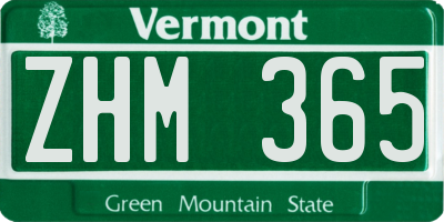 VT license plate ZHM365