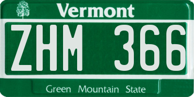 VT license plate ZHM366