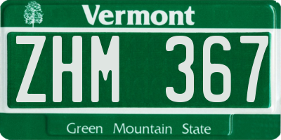 VT license plate ZHM367