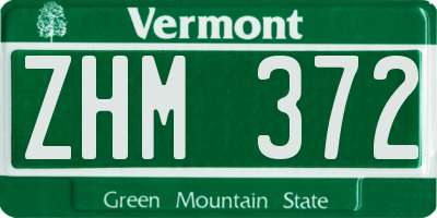 VT license plate ZHM372