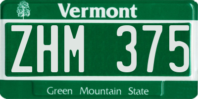 VT license plate ZHM375