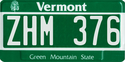 VT license plate ZHM376