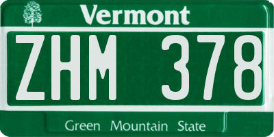 VT license plate ZHM378