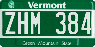 VT license plate ZHM384