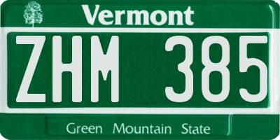 VT license plate ZHM385