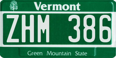 VT license plate ZHM386