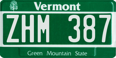 VT license plate ZHM387