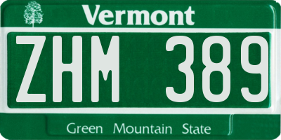 VT license plate ZHM389