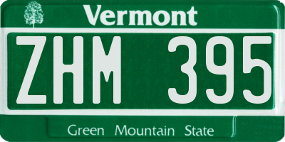 VT license plate ZHM395
