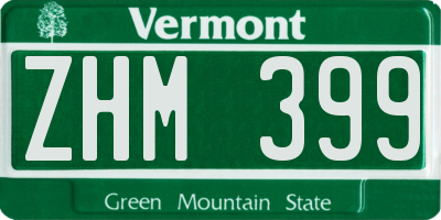 VT license plate ZHM399