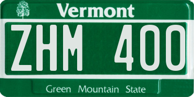 VT license plate ZHM400