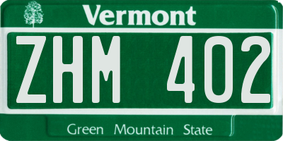 VT license plate ZHM402