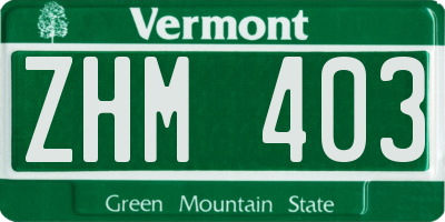 VT license plate ZHM403