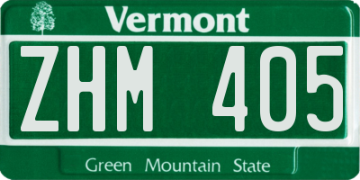 VT license plate ZHM405