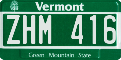 VT license plate ZHM416