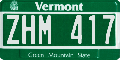 VT license plate ZHM417