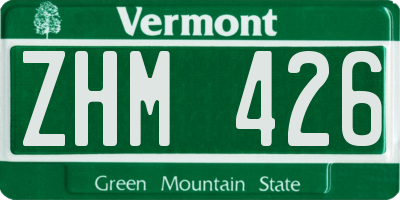 VT license plate ZHM426