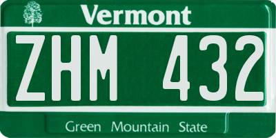 VT license plate ZHM432