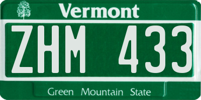 VT license plate ZHM433