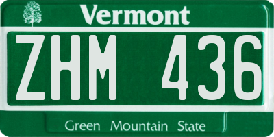 VT license plate ZHM436