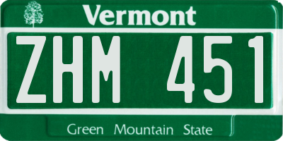 VT license plate ZHM451