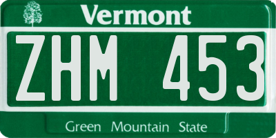 VT license plate ZHM453