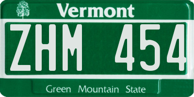 VT license plate ZHM454