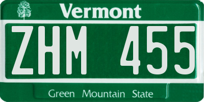 VT license plate ZHM455