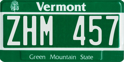 VT license plate ZHM457
