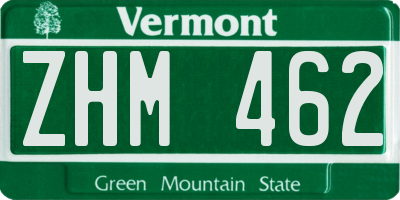 VT license plate ZHM462