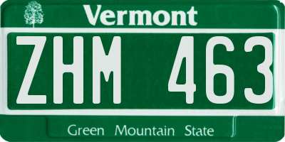 VT license plate ZHM463