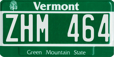 VT license plate ZHM464