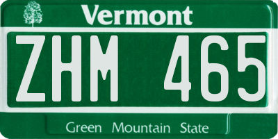 VT license plate ZHM465