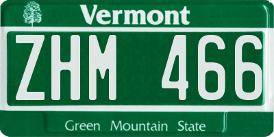 VT license plate ZHM466