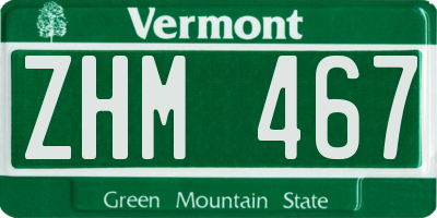 VT license plate ZHM467