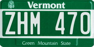 VT license plate ZHM470