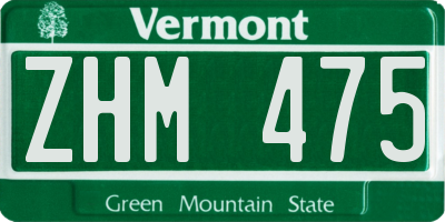 VT license plate ZHM475