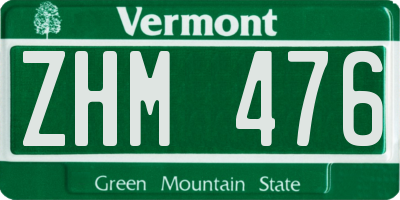 VT license plate ZHM476