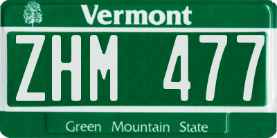 VT license plate ZHM477