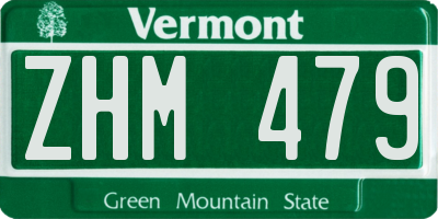 VT license plate ZHM479