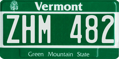 VT license plate ZHM482