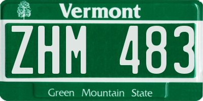 VT license plate ZHM483