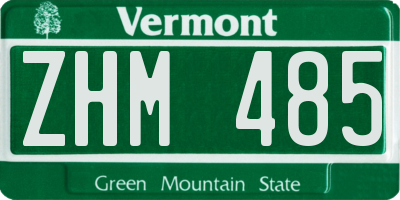 VT license plate ZHM485
