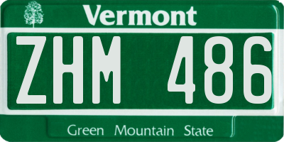 VT license plate ZHM486