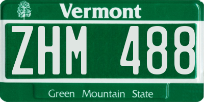 VT license plate ZHM488
