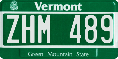 VT license plate ZHM489